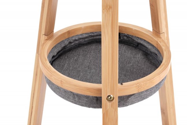 Stojanový věšák KAFA — masiv bambus, látka, přírodní / šedá