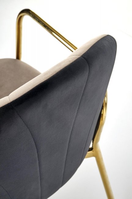 Jídelní křeslo RINET — kov, samet, zlatá / hnědá