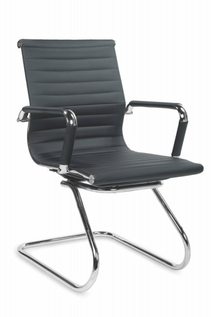 Konferenční židle PRESTIGE SKID — kov, ekokůže, černá