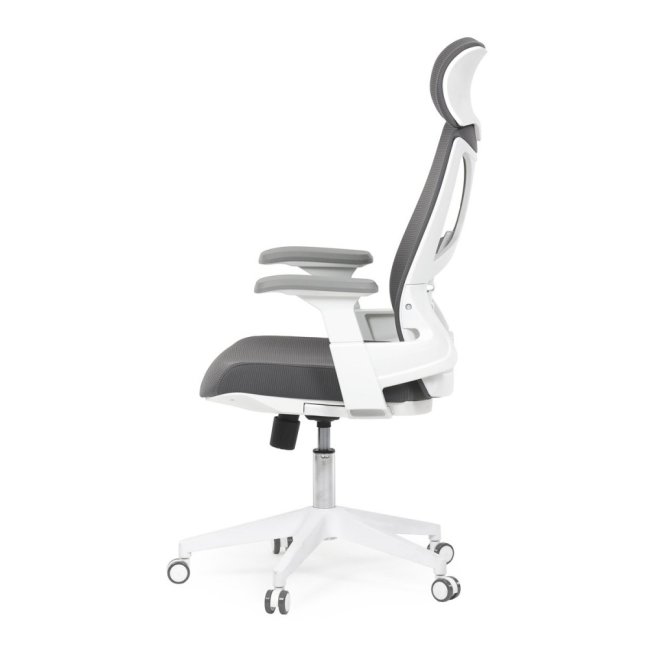 Kancelářská otočná židle TONKA — síť, bílá / šedá