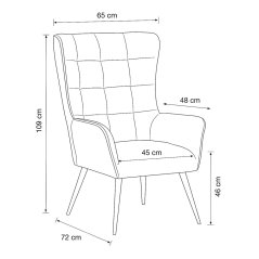Relaxační křeslo ušák LOYD — látka, černá / šedá