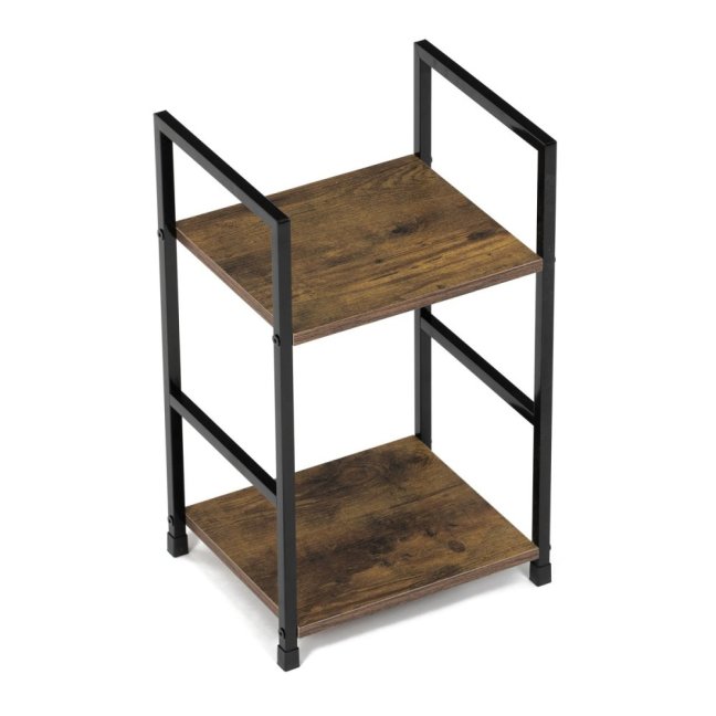 Regál TIREK — kov, MDF, černá / dekor starého dřeva