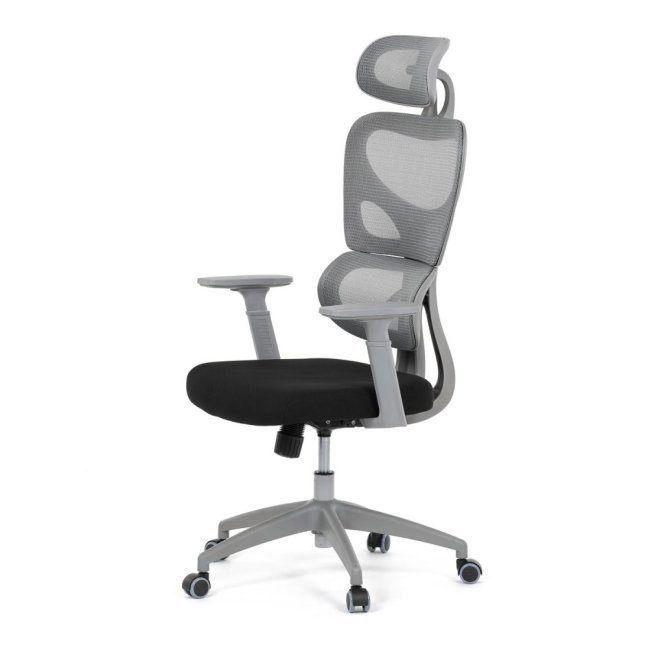 Kancelářská ergonomická židle GRANT II — síť, látka, šedá