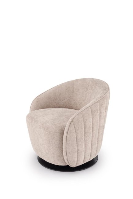 Designové otočné křeslo BASILIO — kov, látka, cappuccino