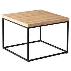 Konferenční stolek PETER — 60x60x45 cm, kov, MDF, dekor divoký dub