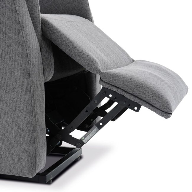 TV křeslo DAMIAN s elektrickým polohováním, masáží a vyhříváním — látka, šedá