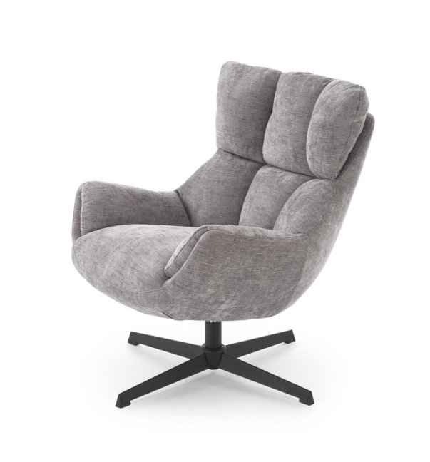 Relaxační otočné křeslo ARANAKA — kov, látka, šedá