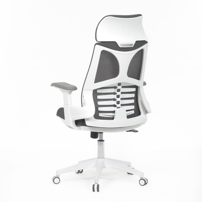 Kancelářská otočná židle TONKA — síť, bílá / šedá