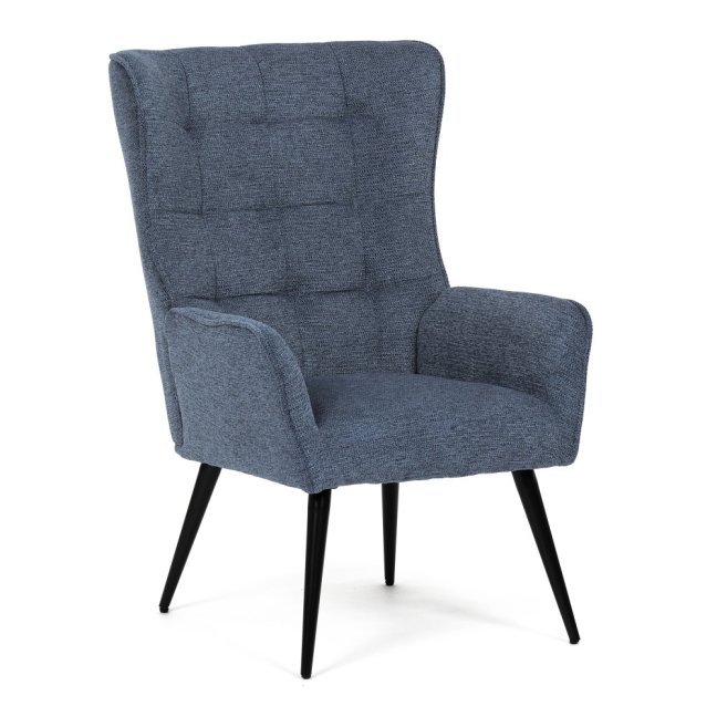 Relaxační křeslo ušák LOYD — látka, černá / modrá