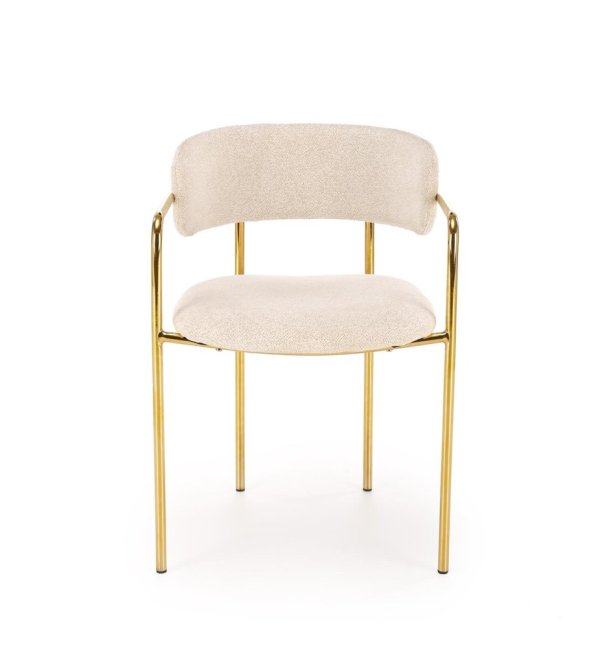 Jídelní křeslo LADONE — kov, látka, zlatá / krémová