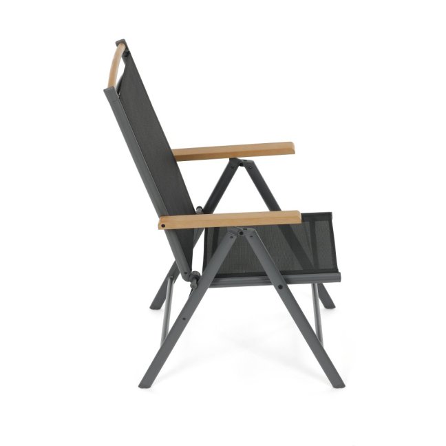 Zahradní skládací křeslo SORA — kov, textil, šedá