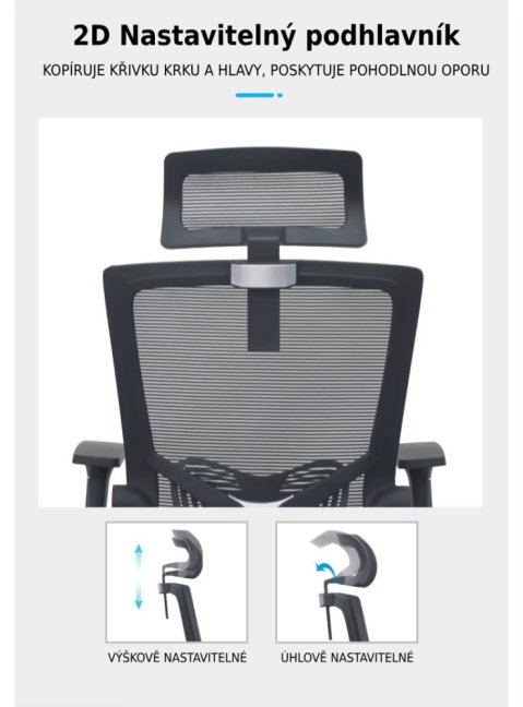 Kancelářská ergonomická židle Neoseat NOVELO — síť / látka, černá, nosnost 150 kg