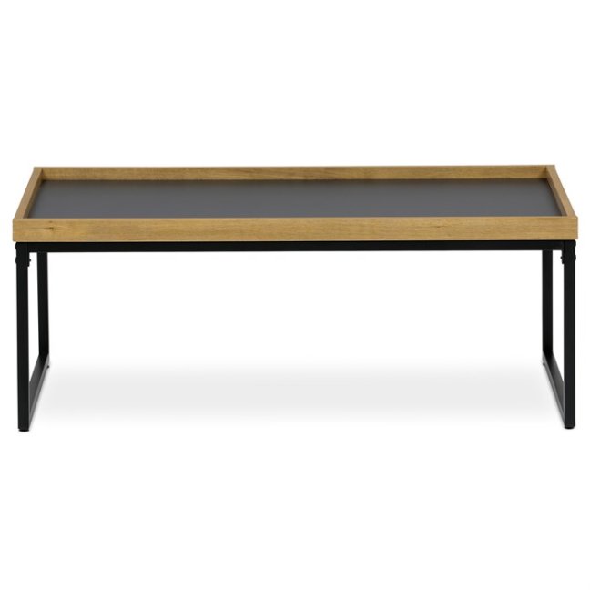 Konferenční stolek ERIK — 100x60x39 cm, kov, MDF, dekor dub