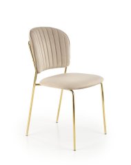 Jídelní židle TALIA — kov, samet, zlatá / béžová
