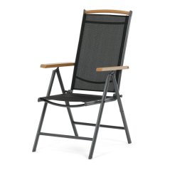 Zahradní skládací křeslo SORA — kov, textil, šedá