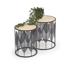Set 2 konferenčních stolků FOLLA — kov, MDF, černá / přírodní