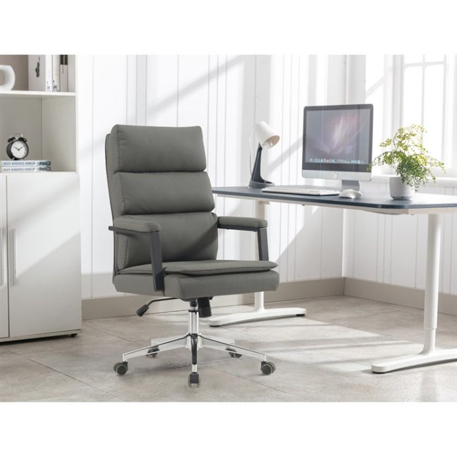 Kancelářské křeslo DARGO — ekokůže, tmavě šedá