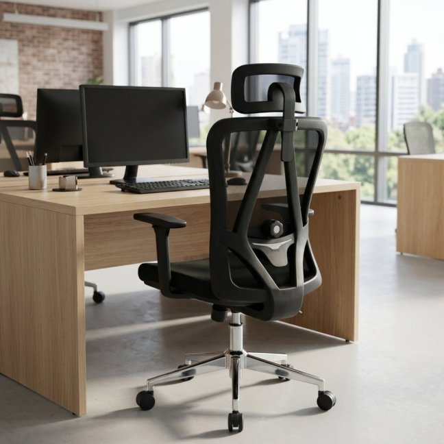 Kancelářská ergonomická židle Neoseat BOROSI — síť / látka, černá, nosnost 150 kg