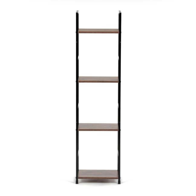 Regál TIREK III — kov, MDF, černá / dekor starého dřeva