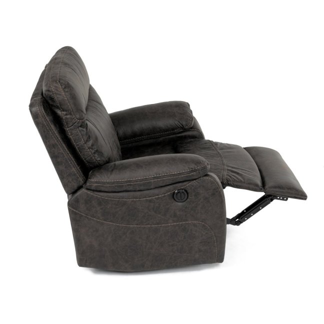 Relaxační křeslo BENNY s elektrickým polohováním — látka, tmavě hnědá