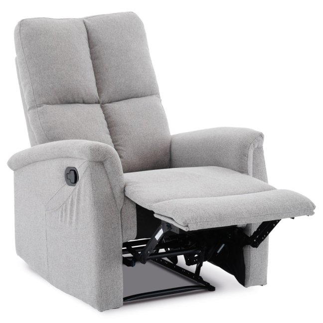 Relaxační polohovací TV křeslo ASTER — látka, světle šedá