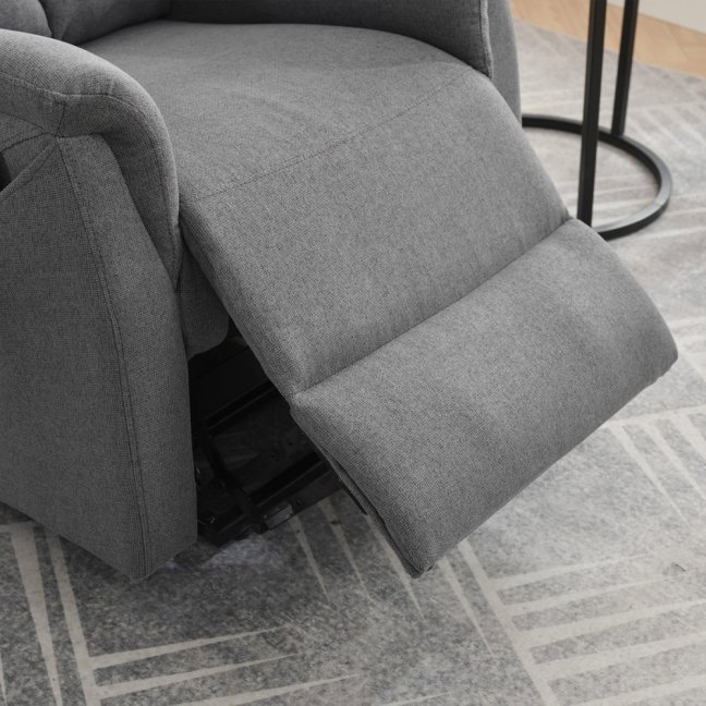 TV křeslo DAMIAN s elektrickým polohováním, masáží a vyhříváním — látka, šedá