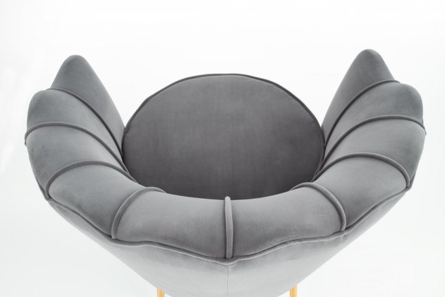 Designové křeslo AMORINITO — kov, látka, zlatá / šedá