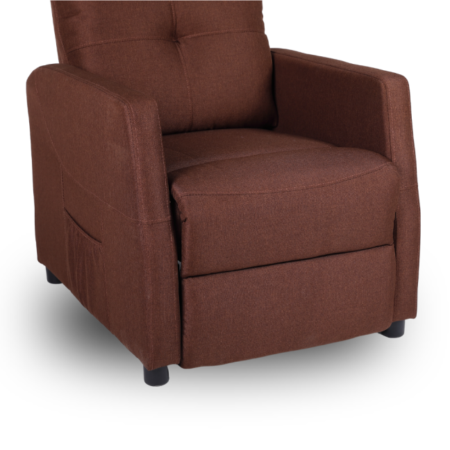 Relaxační polohovací TV křeslo MODO — látka, hnědá, nosnost 130 kg