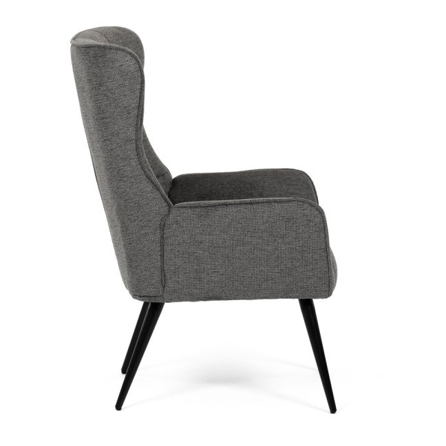 Relaxační křeslo ušák LOYD — látka, černá / šedá