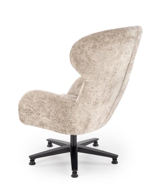 Otočné relaxační křeslo ušák FRANCO — kov, látka, béžová