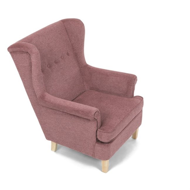 Relaxační křeslo ušák MAVEN — masiv, látka, přírodní / růžová