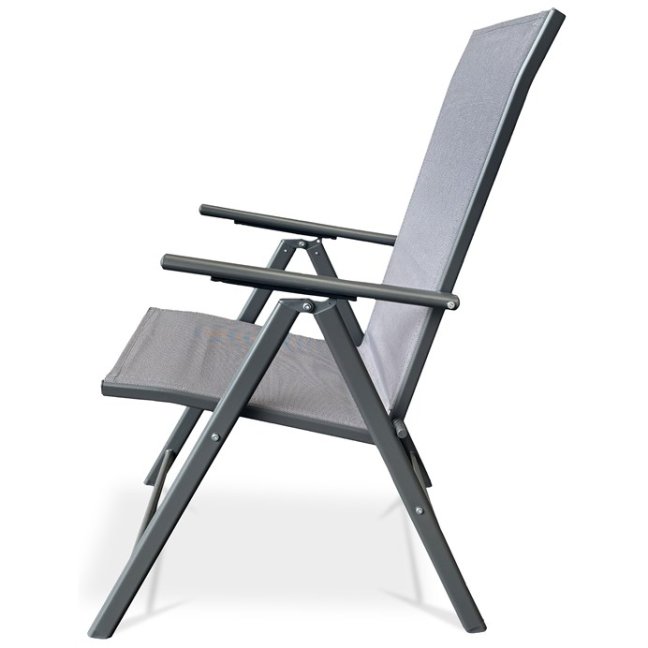 Zahradní skládací židle GABRIELA — kov, textil, šedá