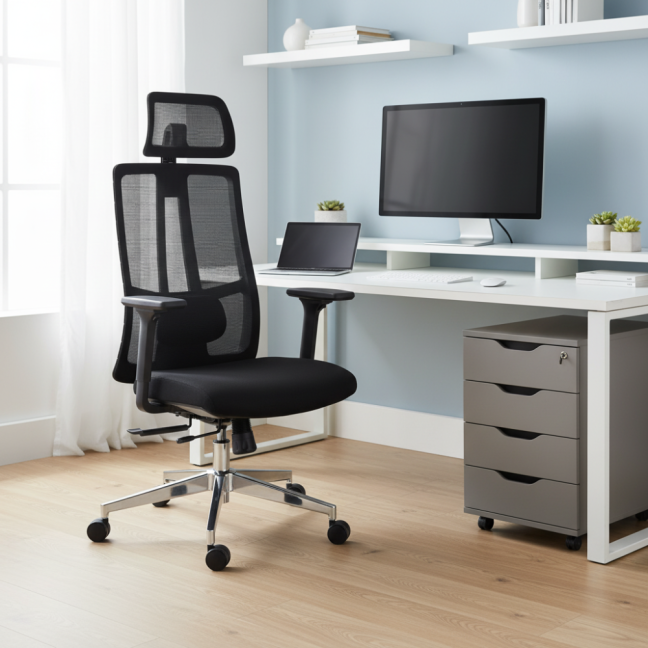 Kancelářská ergonomická židle Neoseat SPINO — látka, černá, nosnost 150 kg