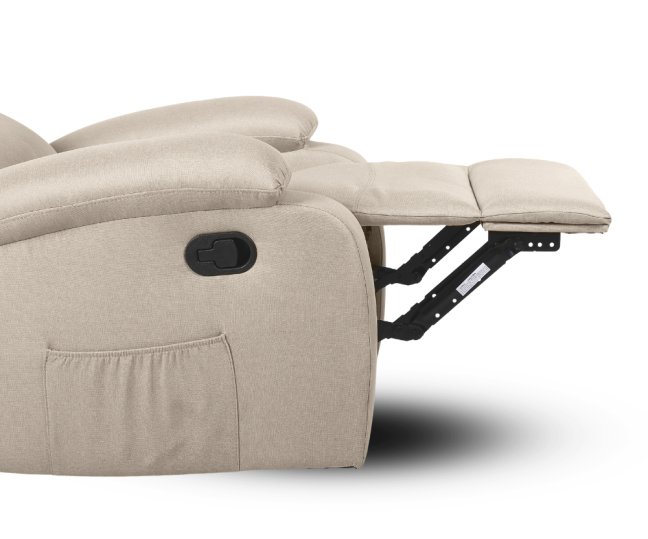 Relaxační polohovací TV křeslo VELORA — látka, béžová, nosnost 130 kg