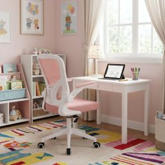 Dětská otočná židle Neoseat LEXI — látka, růžová