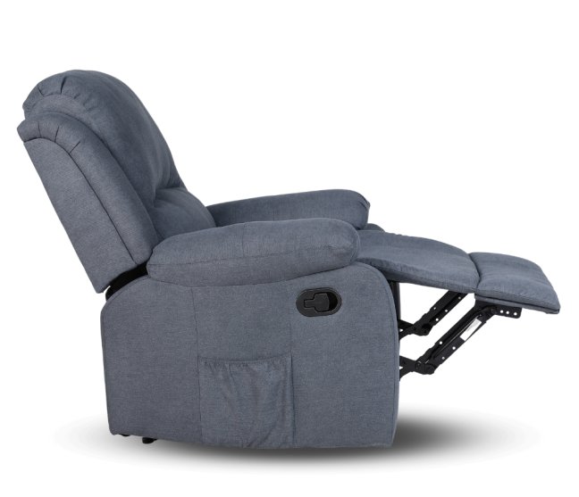 Relaxační polohovací TV křeslo DUVAL — látka, šedá, nosnost 130 kg