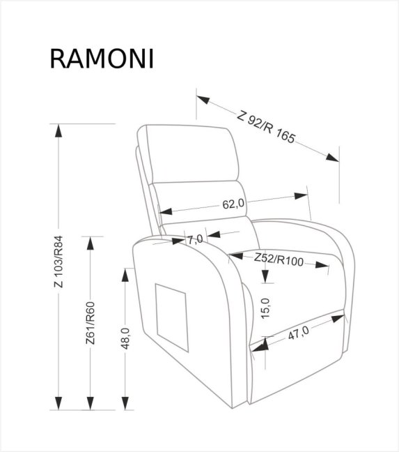 TV křeslo RAMONI s elektrickým polohováním a výklopem — samet, béžová