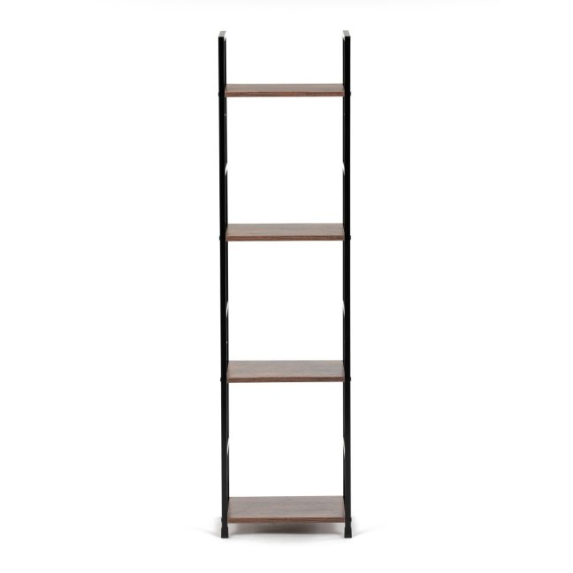Regál TIREK III — kov, MDF, černá / dekor starého dřeva