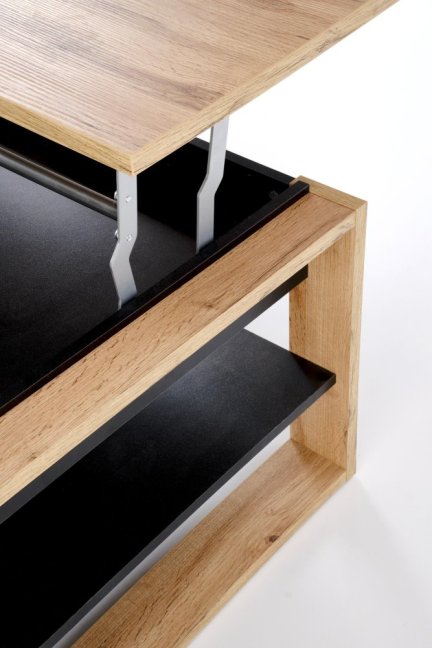 Konferenční stolek BETTY s úložným prostorem — 120x65x50 cm, černá / dekor dub artisan
