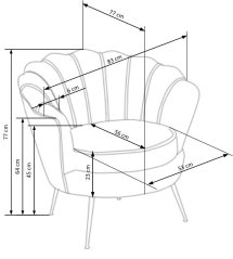 Designové křeslo AMORINITO — kov, látka, zlatá / růžová