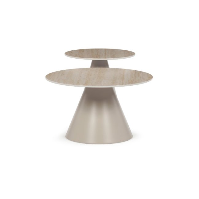 Set 2 konferenčních stolků NOEL II — kov, keramika, travertin / béžová