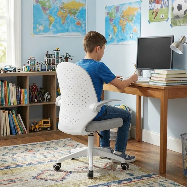 Dětská otočná židle Neoseat JUNI 012 — látka, šedá