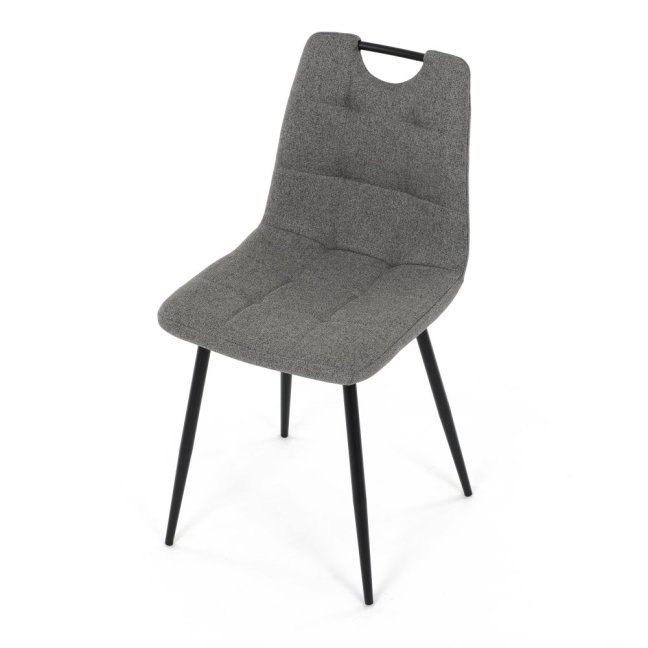Jídelní židle KLAUDIUS — kov, látka, černá / šedá, nosnost 150 kg