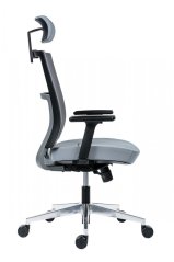Kancelářská ergonomická židle NEXT — síť / látka, šedá, nosnost 130 kg