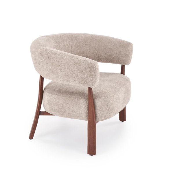 Designové křeslo UDON — kov, látka, cappuccino