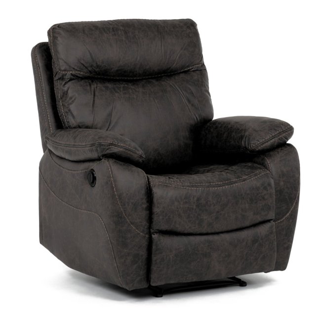 Relaxační křeslo BENNY s elektrickým polohováním — látka, tmavě hnědá