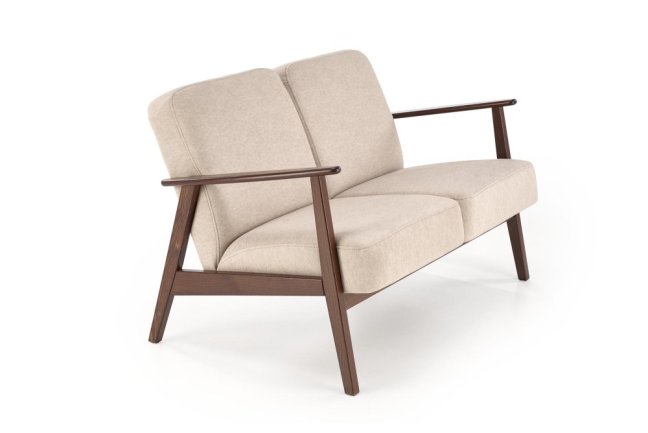 Designová dvojsedačka MILANO — masiv, látka, ořech / béžová