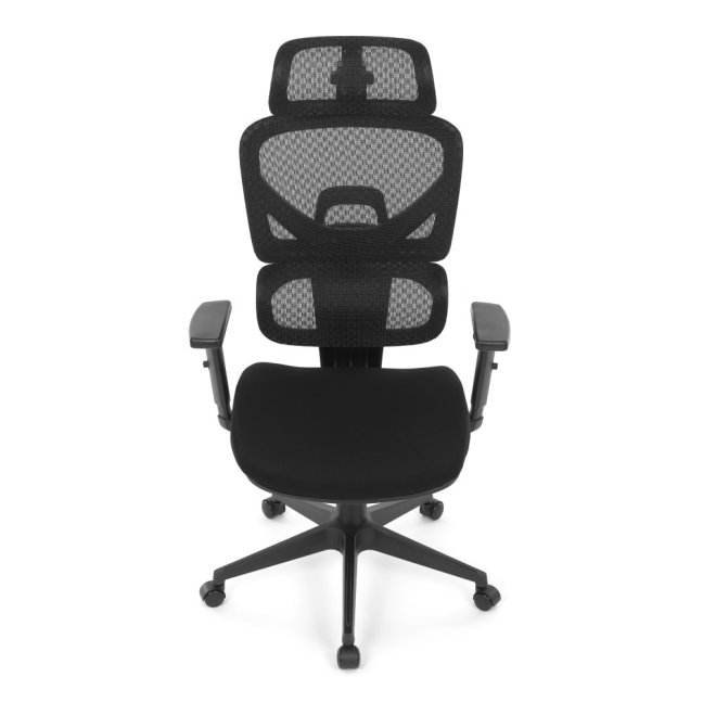 Kancelářská ergonomická židle TRAGEL — síť / látka, černá