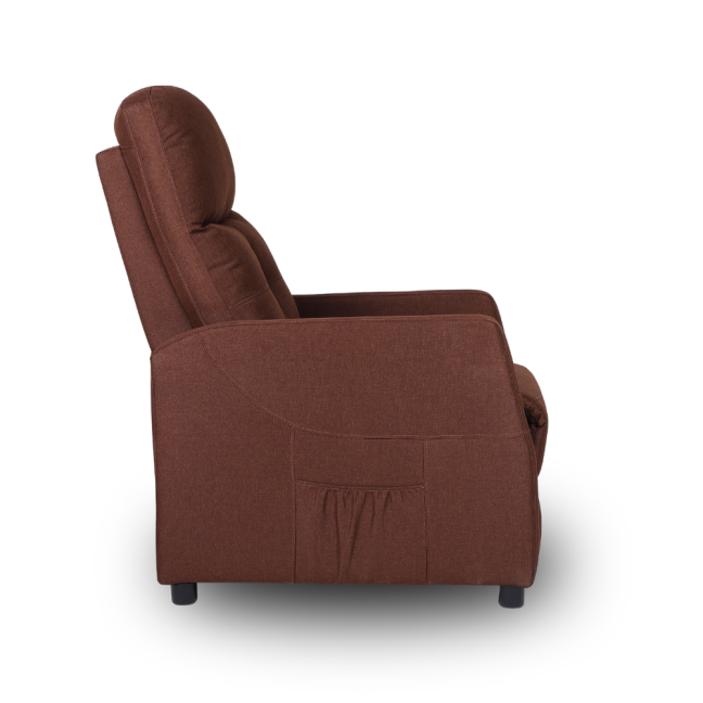 Relaxační polohovací TV křeslo MODO — látka, hnědá, nosnost 130 kg
