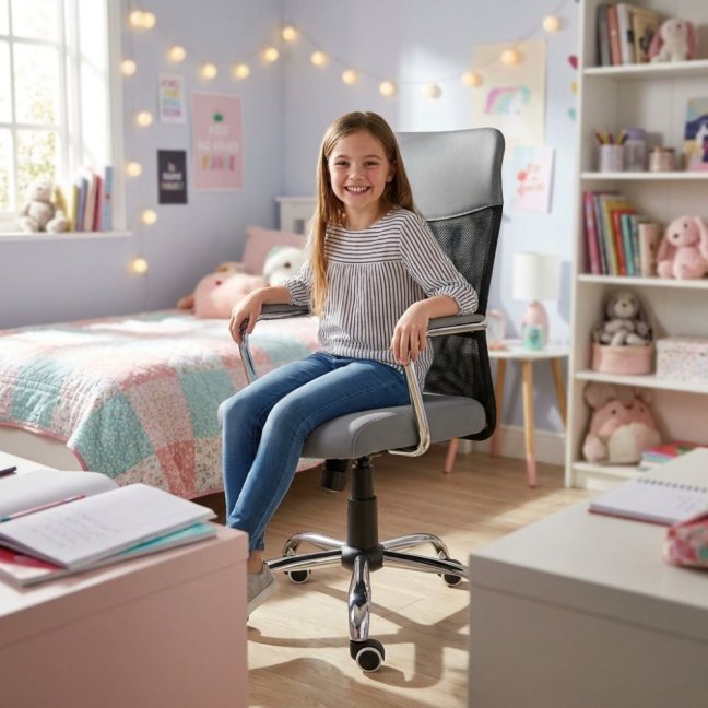 Dětská židle Neoseat TEENAGE — látka, černá / šedá